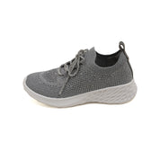 Grey Crystal Lace Up Knitted Sneakers