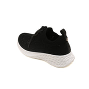 Black Crystal Lace Up Knitted Sneakers