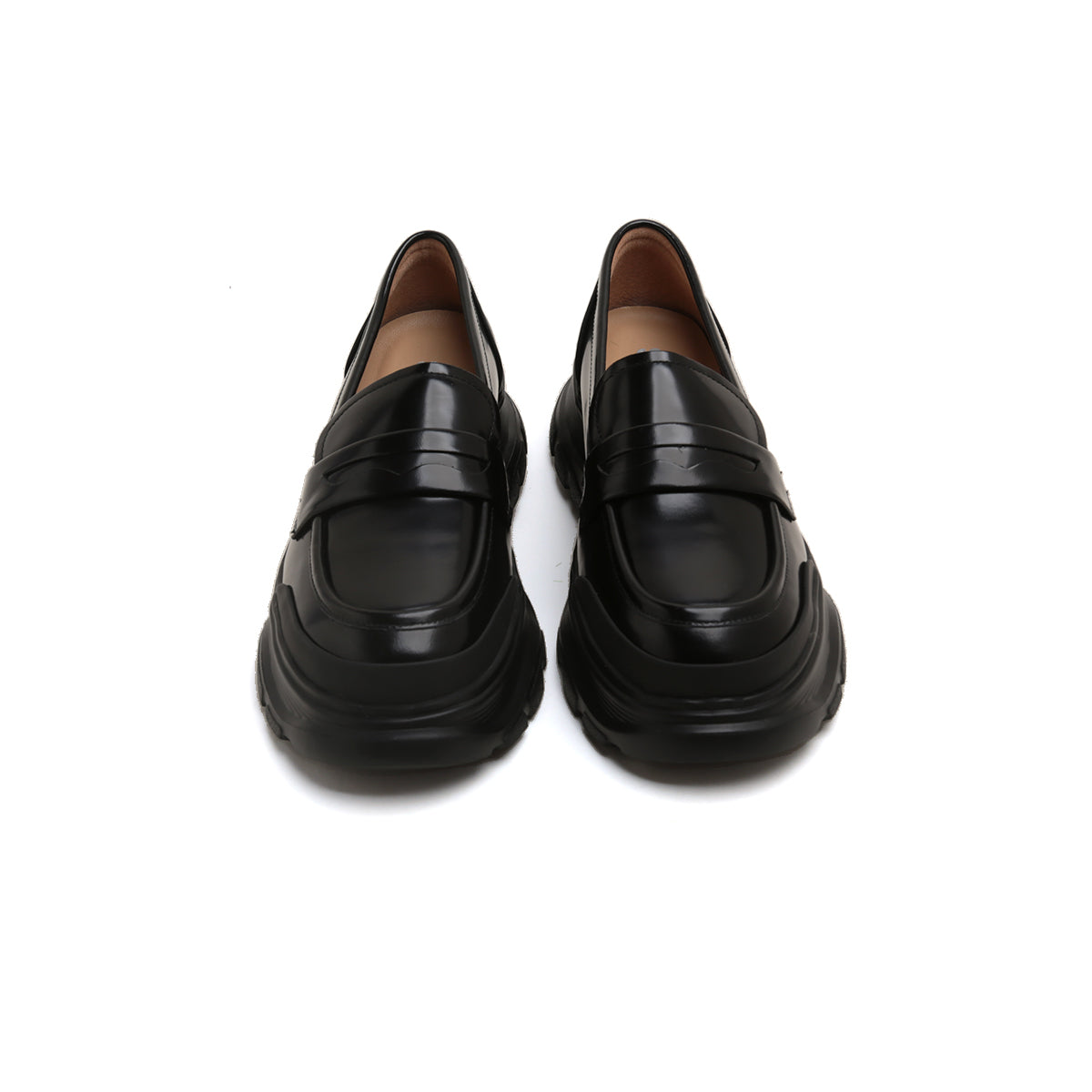 Black Leather Platform Loafers