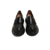 Black Leather Platform Loafers