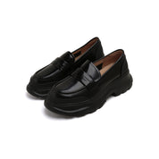 Black Leather Platform Loafers