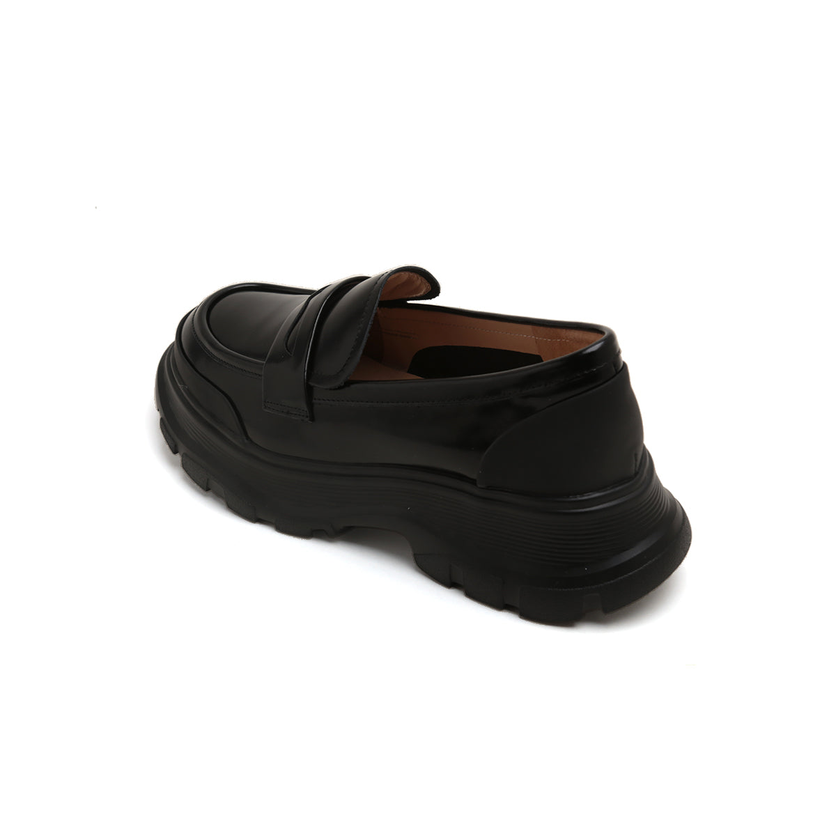 Black Leather Platform Loafers