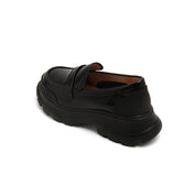 Black Leather Platform Loafers