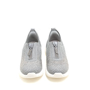 Grey Knit Crystal Zippered Sneakers