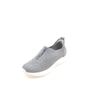Grey Knit Crystal Zippered Sneakers