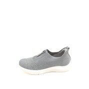 Grey Knit Crystal Zippered Sneakers