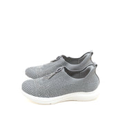 Grey Knit Crystal Zippered Sneakers
