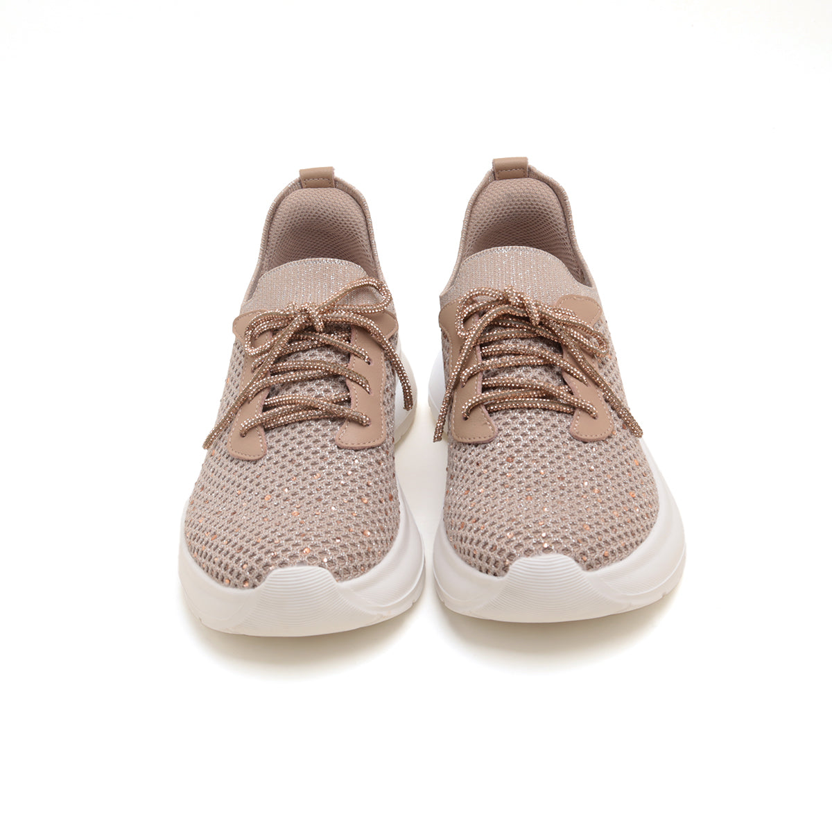 Pastel Knit Crystal Lace Up Sneakers