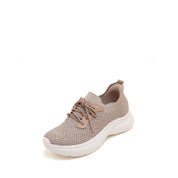 Pastel Knit Crystal Lace Up Sneakers
