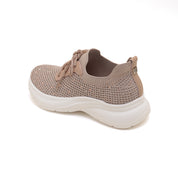 Pastel Knit Crystal Lace Up Sneakers