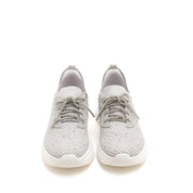 Grey Knit Crystal Lace Up Sneakers