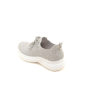 Grey Knit Crystal Lace Up Sneakers
