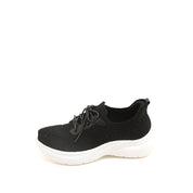 Black Knit Crystal Lace Up Sneakers