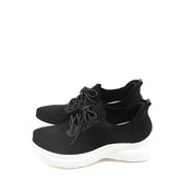 Black Knit Crystal Lace Up Sneakers