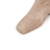 Taupe Suede Buckle Strap Ankle Boots