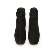 Black Suede Buckle Strap Ankle Boots