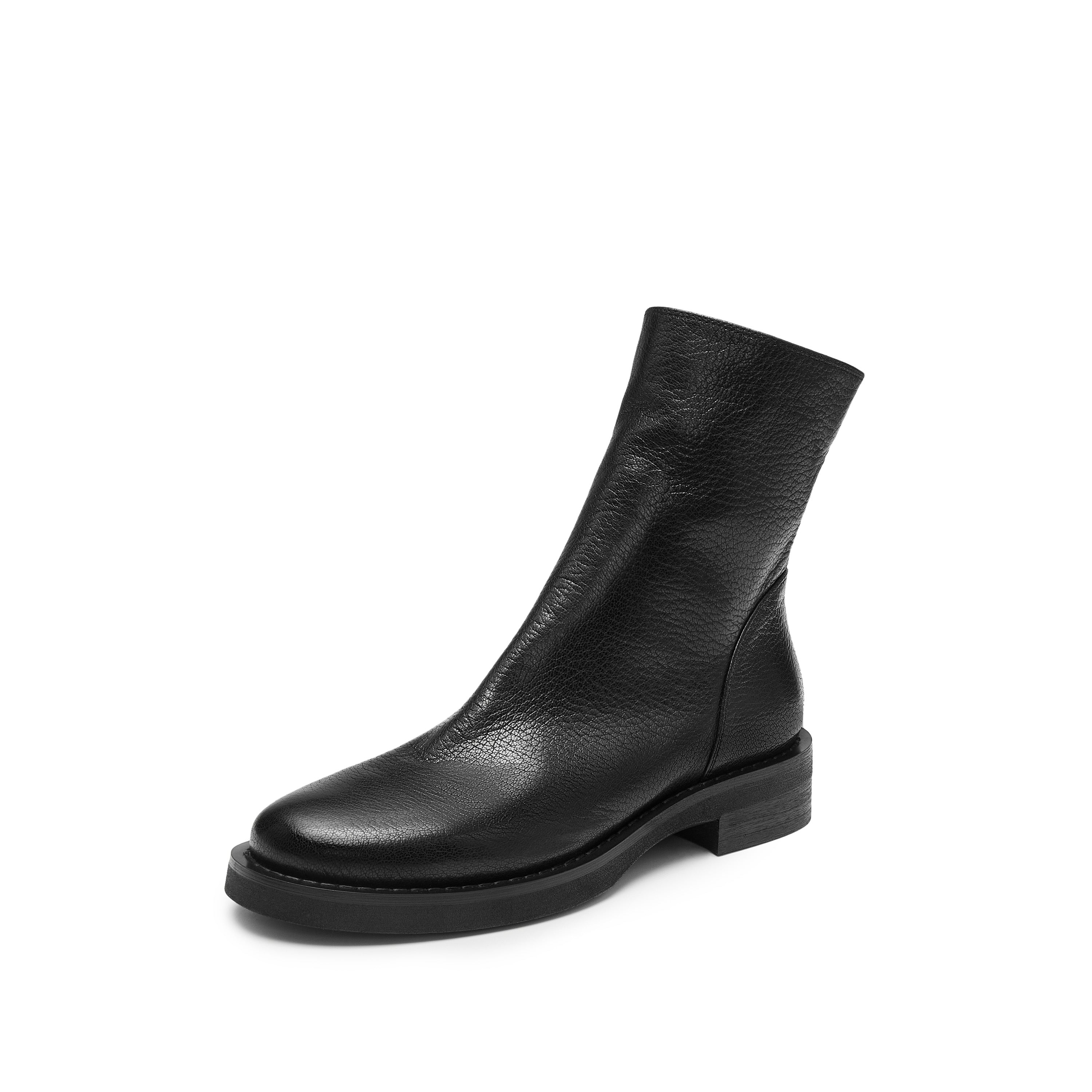 Black Sheep Soft Leather Flat Ankle Boots