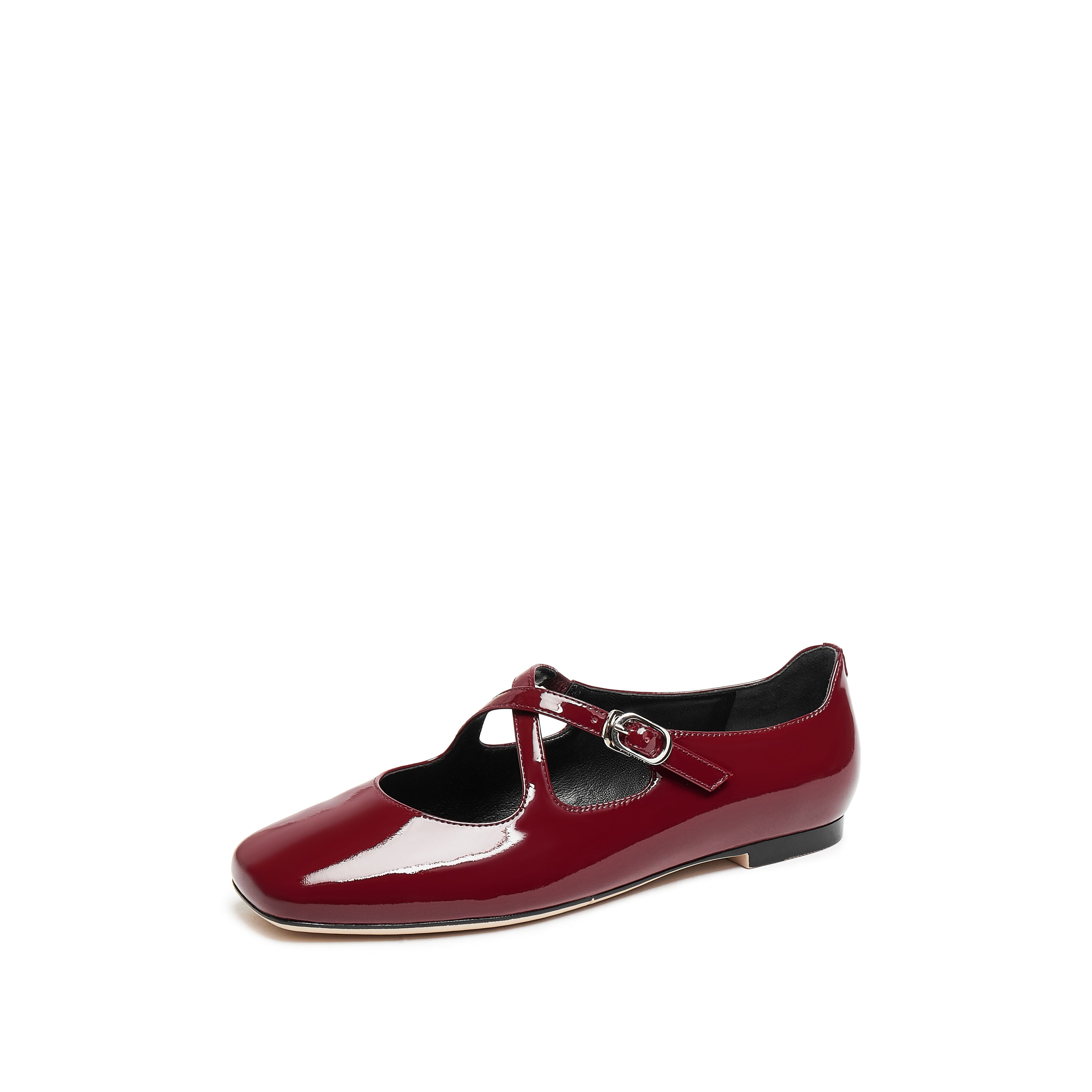 Red Patent Cross Strap Ballerina Flats