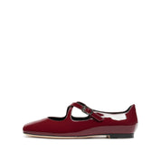 Red Patent Cross Strap Ballerina Flats