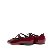 Red Patent Cross Strap Ballerina Flats