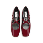 Red Patent Cross Strap Ballerina Flats