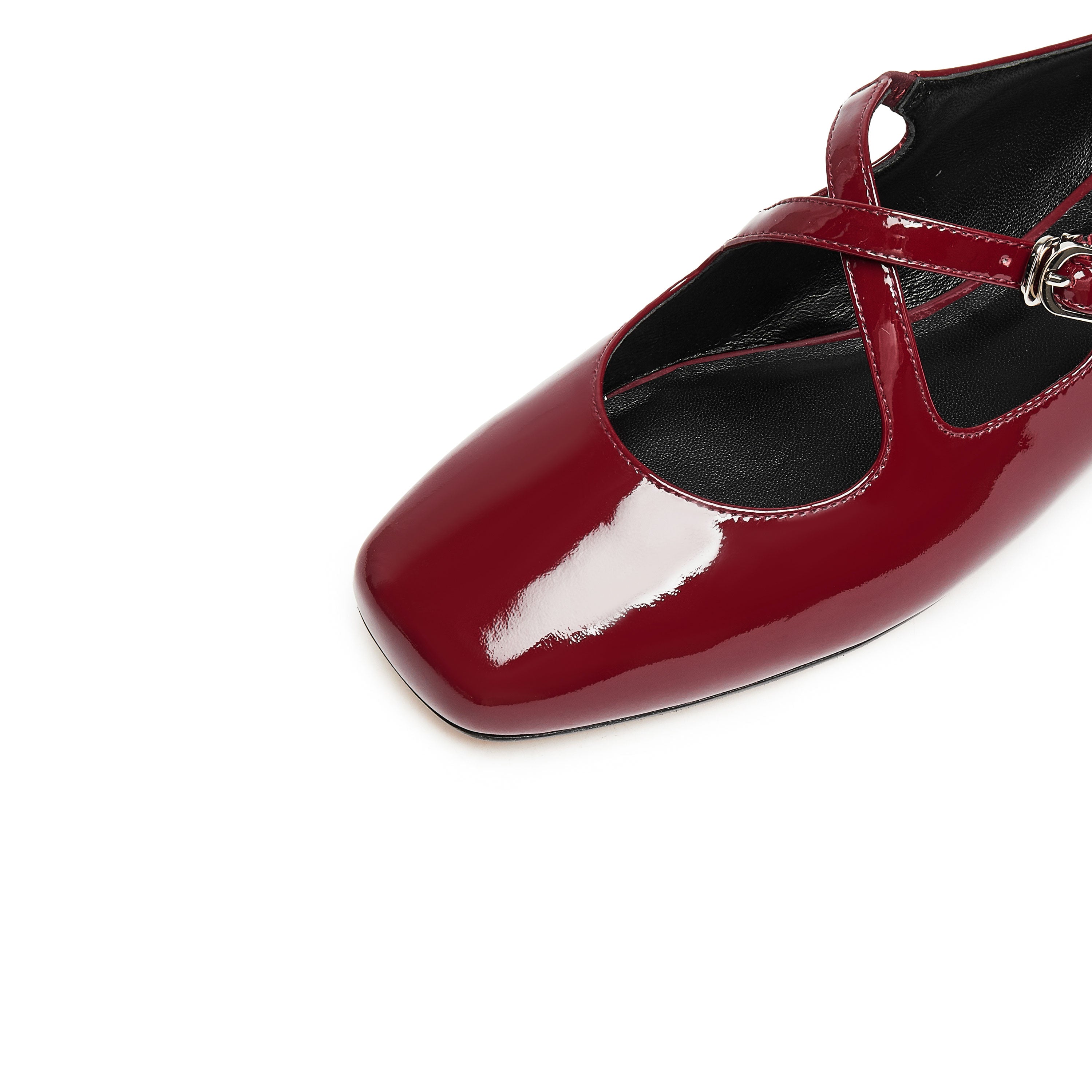 Red Patent Cross Strap Ballerina Flats