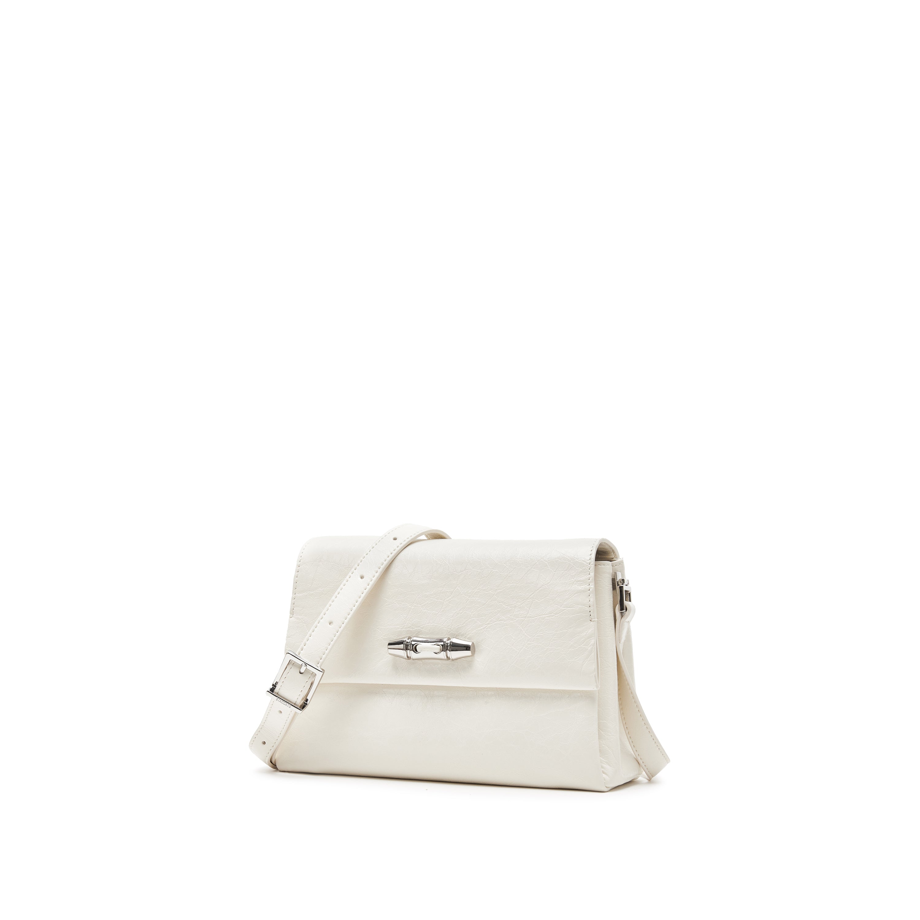 Beige Bamboo Buckle Flap Shoulder Bag