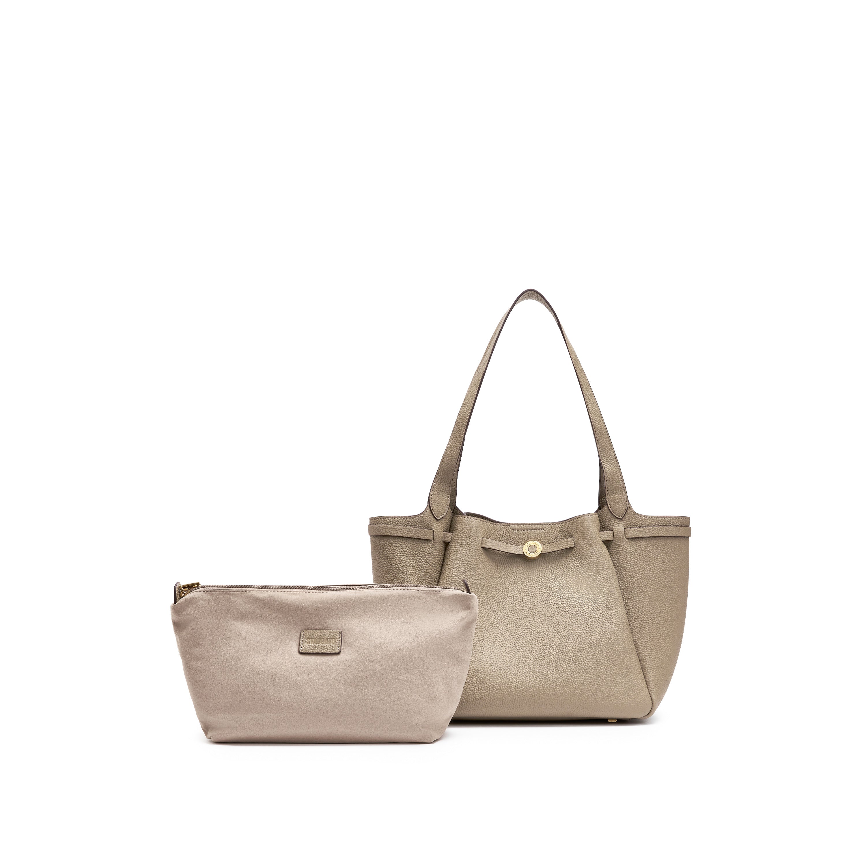 Light Grey ST Gold Coin Bucket Tote Bags