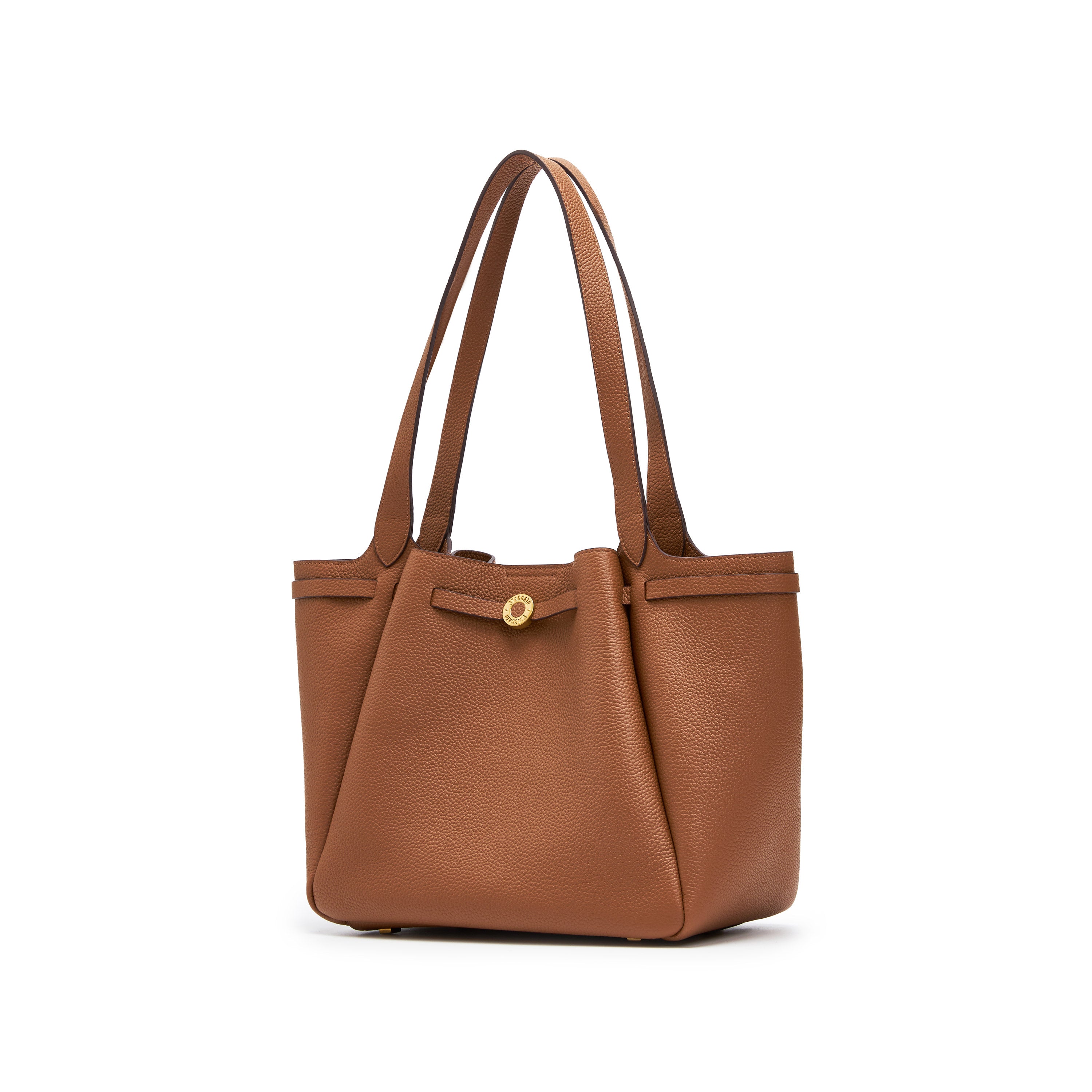 Brown ST Gold Coin Bucket Tote Bags