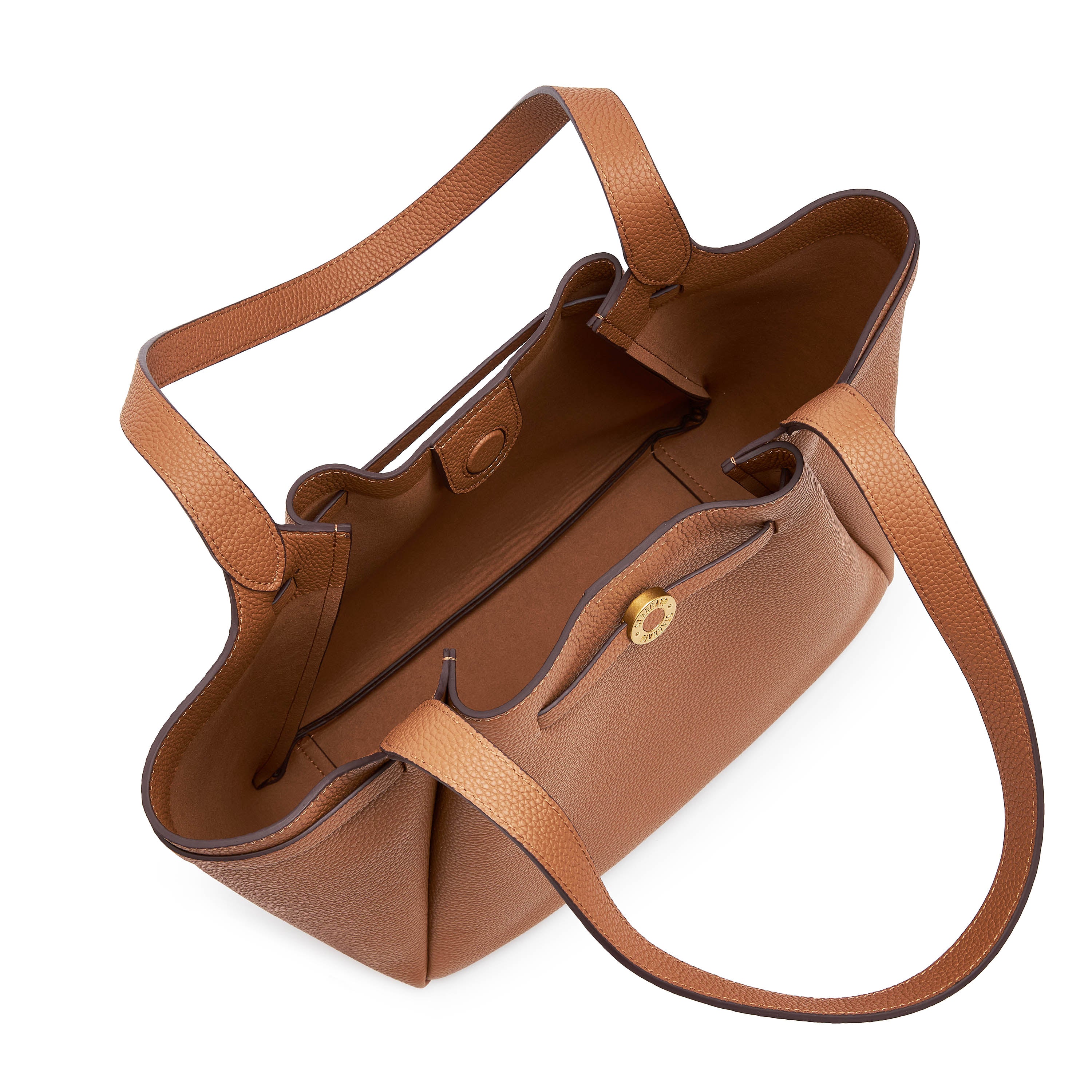 Brown ST Gold Coin Bucket Tote Bags