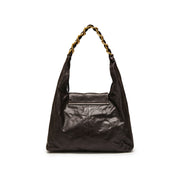 Dark Brown ST Chain Twist Lock Hobo Bags