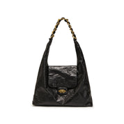 Black ST Chain Twist Lock Hobo Bags