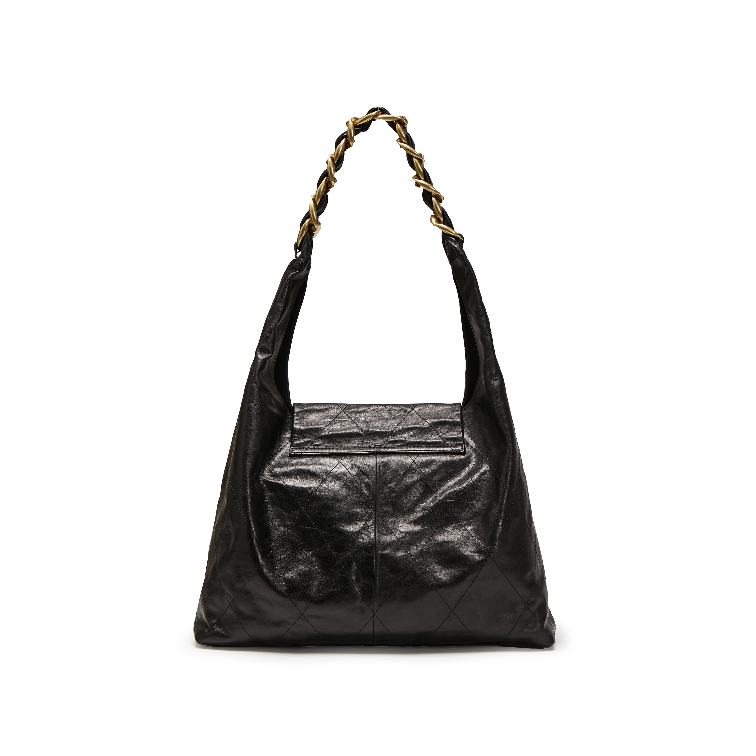 Black ST Chain Twist Lock Hobo Bags