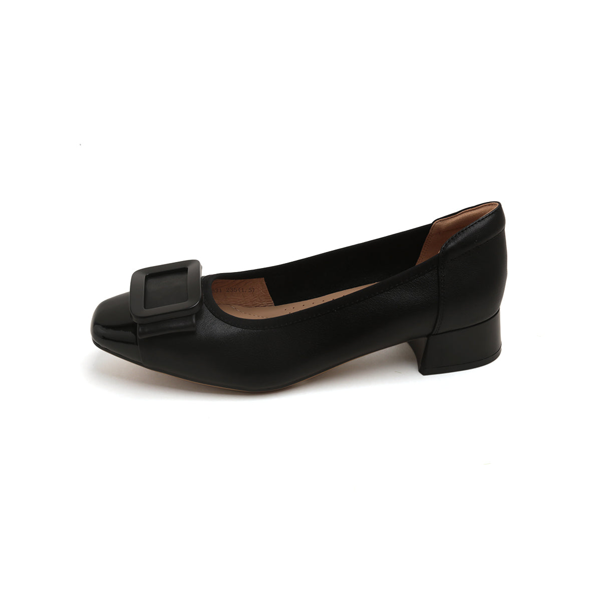Black Bow Square Buckle Pumps
