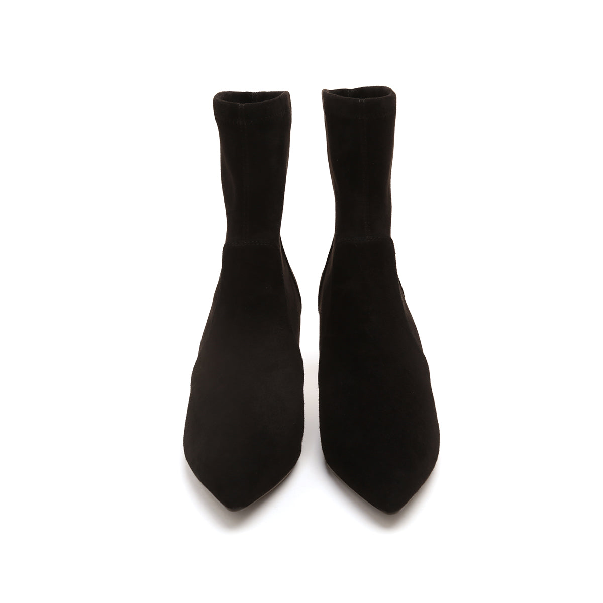 Black Pointy Minimal Heeled Sock Boots