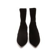 Black Pointy Minimal Heeled Sock Boots