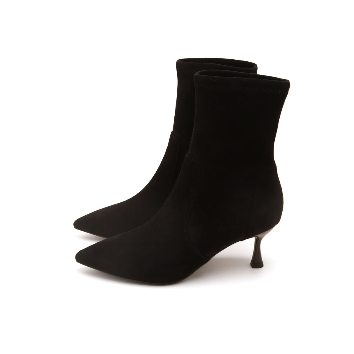 Black Pointy Minimal Heeled Sock Boots