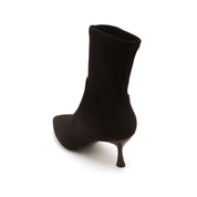 Black Pointy Minimal Heeled Sock Boots