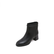 Black Round Toe Heeled Ankle Boots