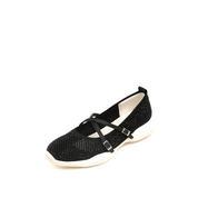 Black Cross Strap Ballerina Sporty Flats