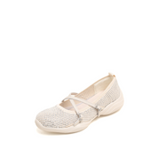 Beige Cross Strap Ballerina Sporty Flats