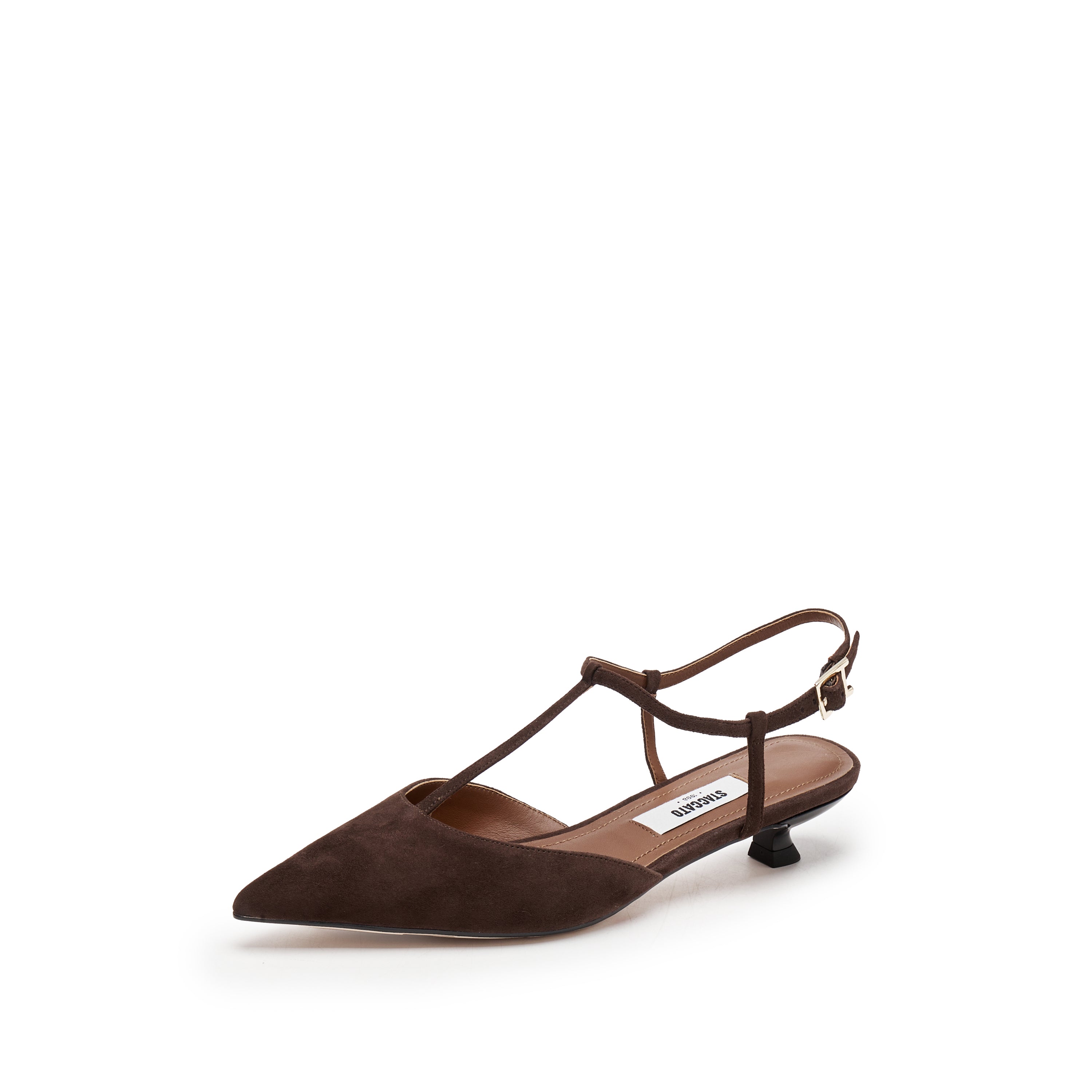 Brown Suede Strap Pointy Pumps