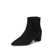 Black Suede Pointy Heeled Ankle Boots