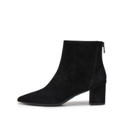 Black Suede Pointy Heeled Ankle Boots