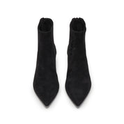 Black Suede Pointy Heeled Ankle Boots