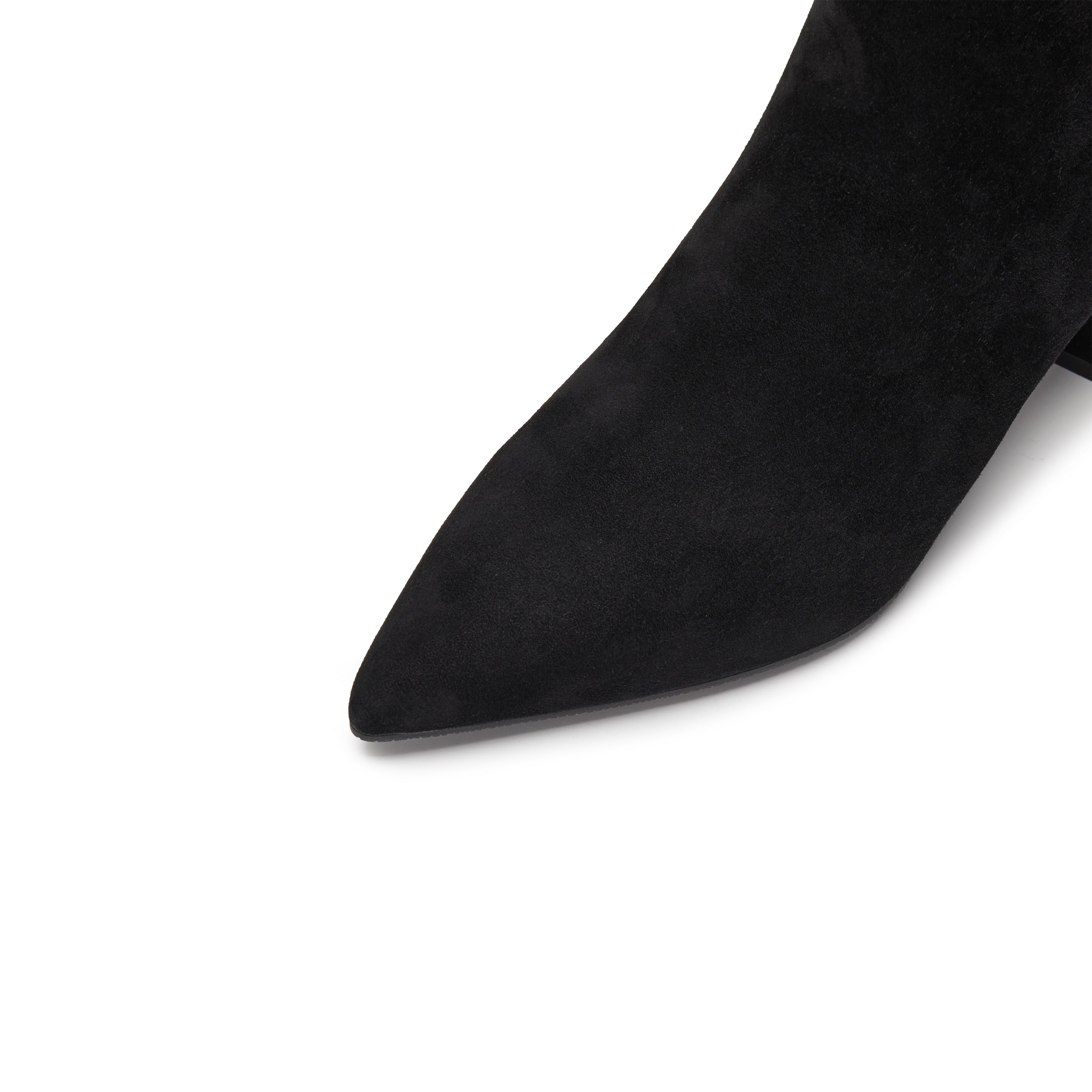 Black Suede Pointy Heeled Ankle Boots
