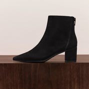 Black Suede Pointy Heeled Ankle Boots