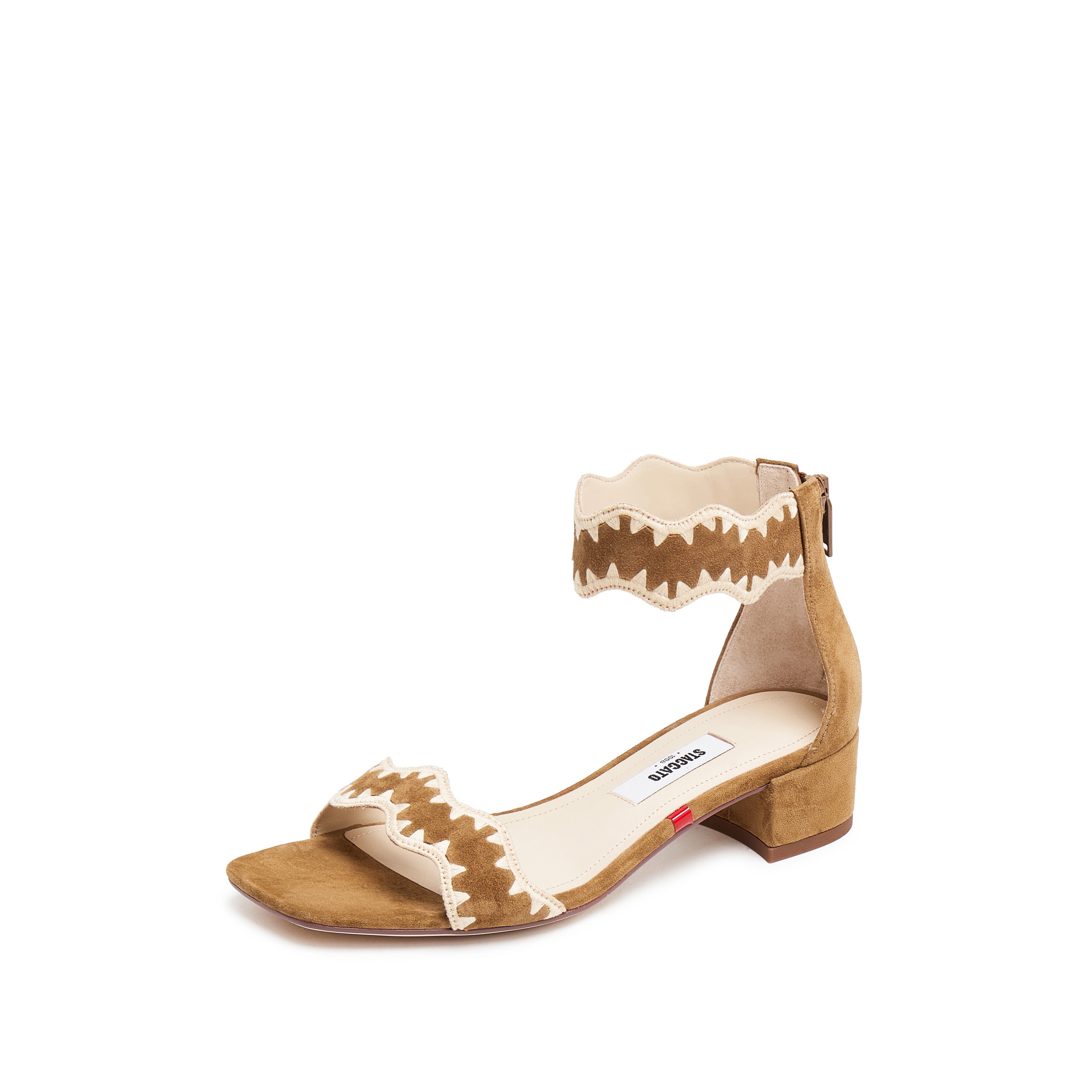 Brown Suede Ankle Strap Heeled Sandals