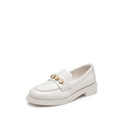 Beige Signature Charms Leather Loafers