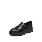 Black ST Gem Leather Platform Loafers
